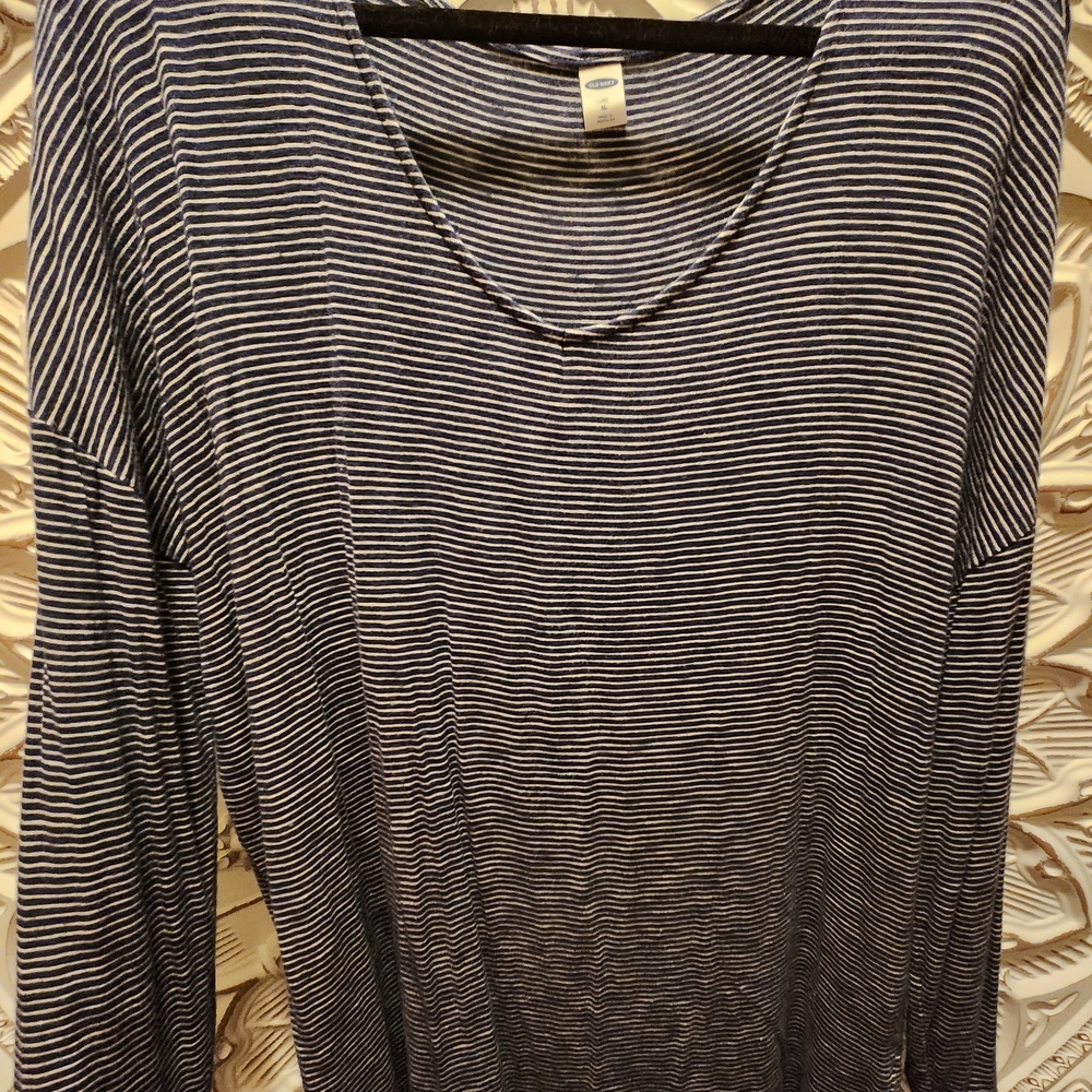Old Navy Navy and White Striped Top